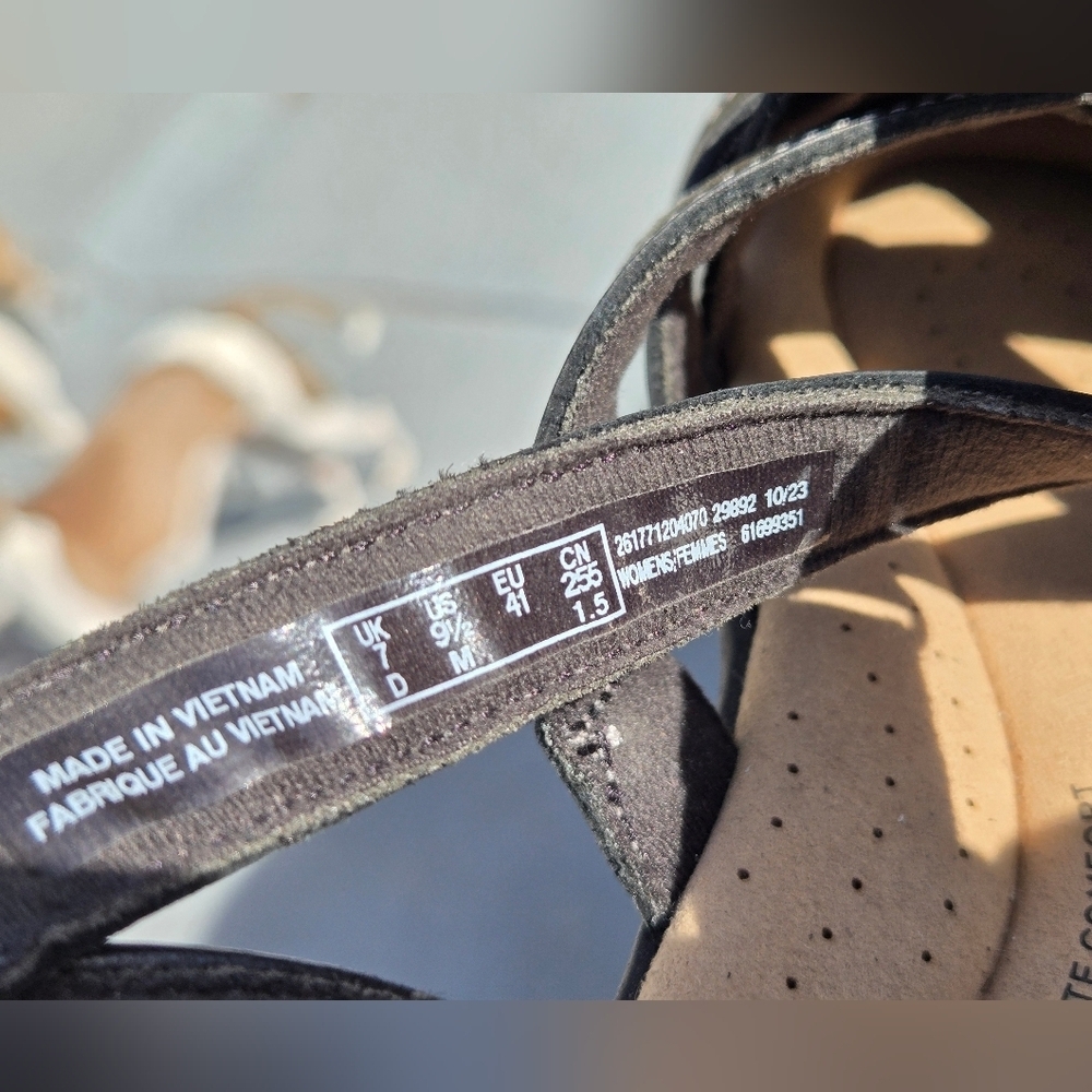 Clarks Collection Sz 9.5 Leather Fisherman Sandals Elizabelle Sea Black - Picture 15 of 15